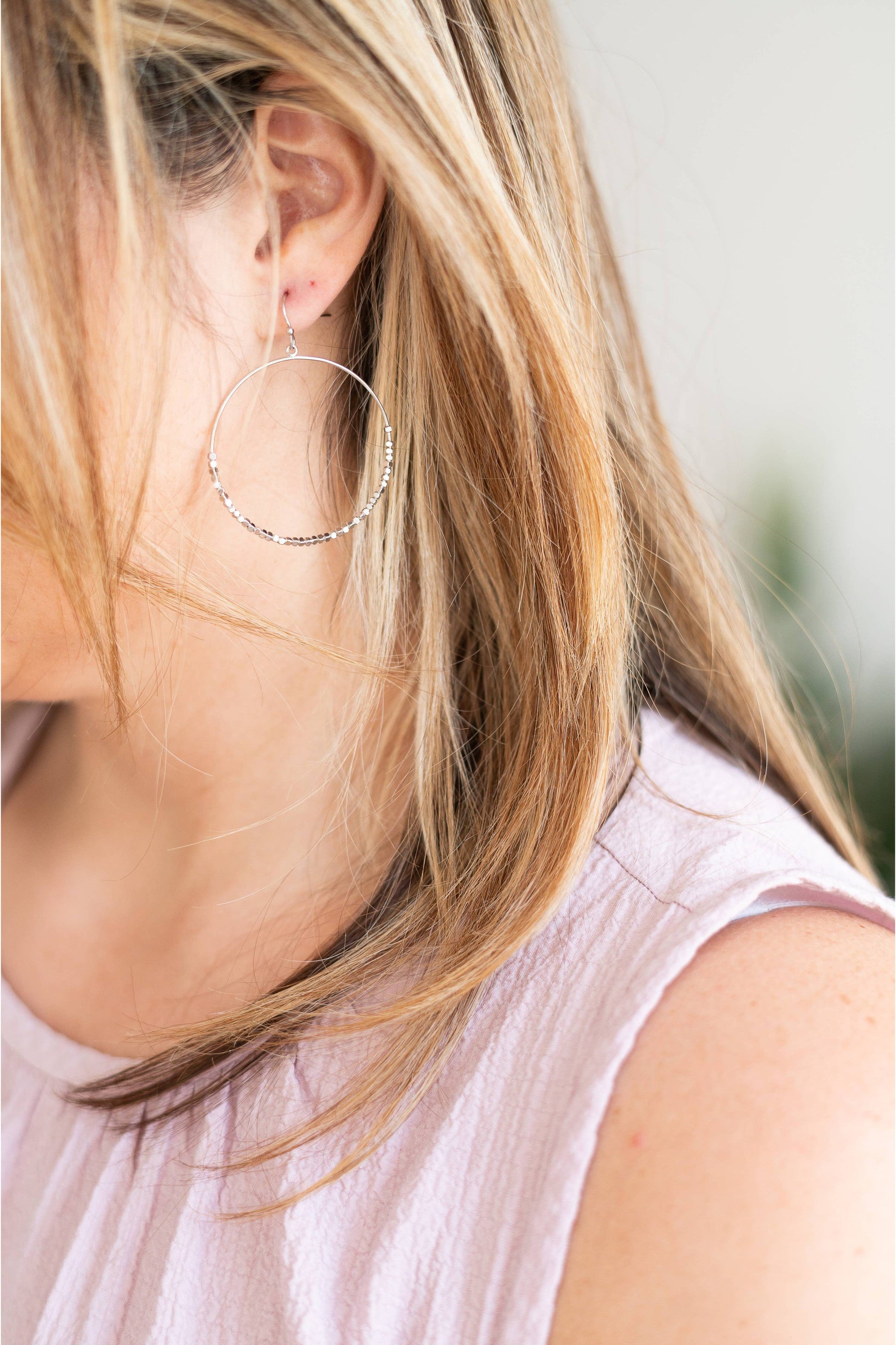 Silver Dangle Hoop Earrings-Jewelry-Viv&Lou-Revive Boutique