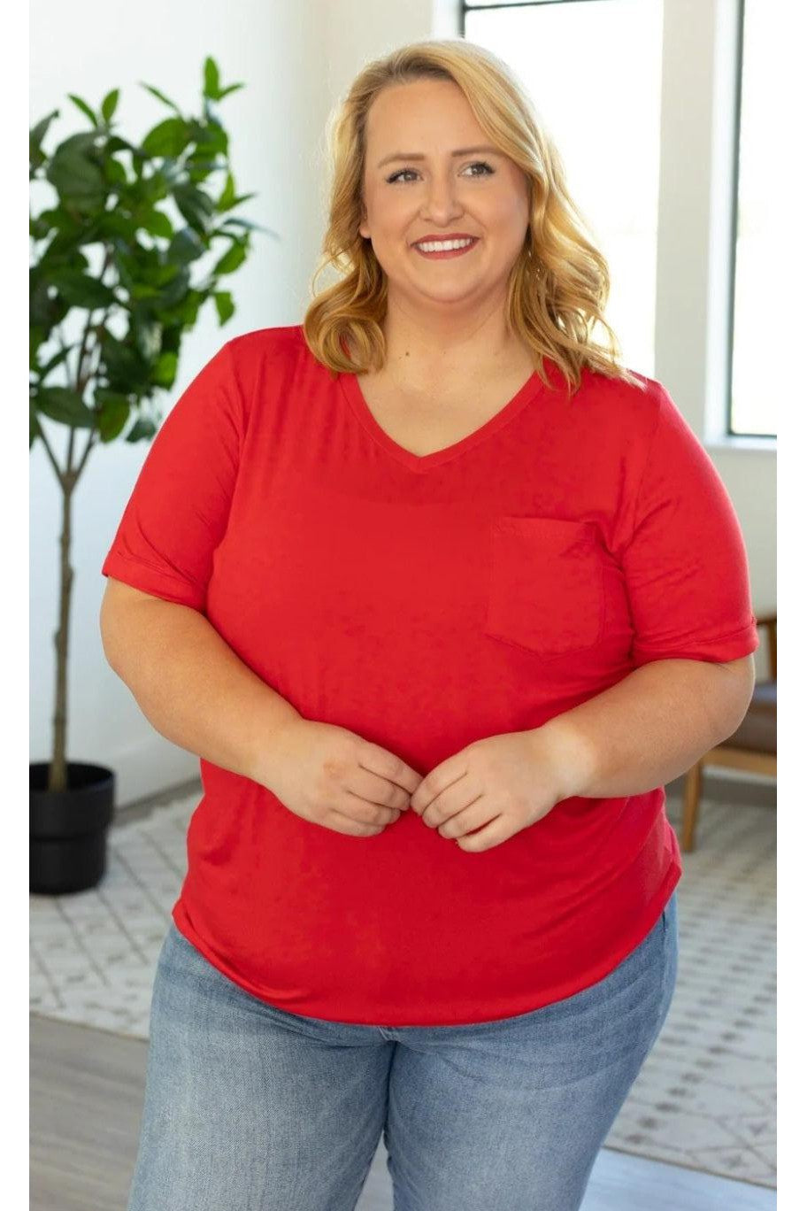 Sophia Pocket Tee - Red-Short Sleeve-Michelle Mae-Small-Revive Boutique