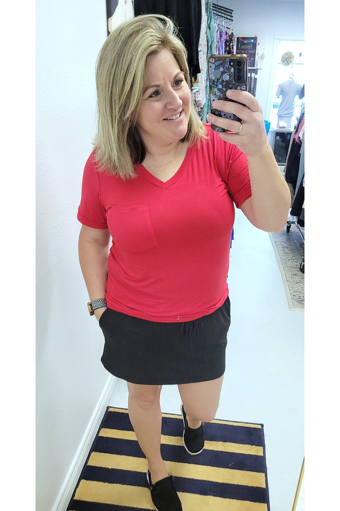 Sophia Pocket Tee - Red-Short Sleeve-Michelle Mae-Small-Revive Boutique