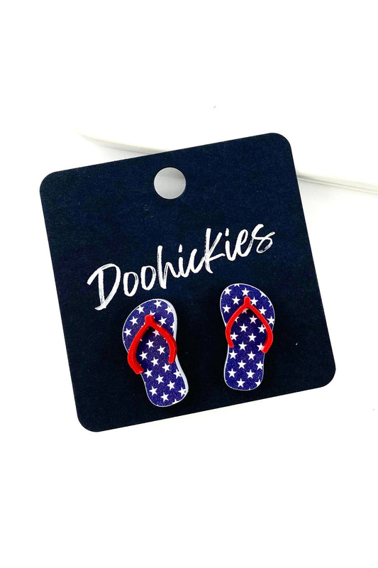 Stars & Red American Flip Flop Studs 20mm-Jewelry-Doohickies-Revive Boutique