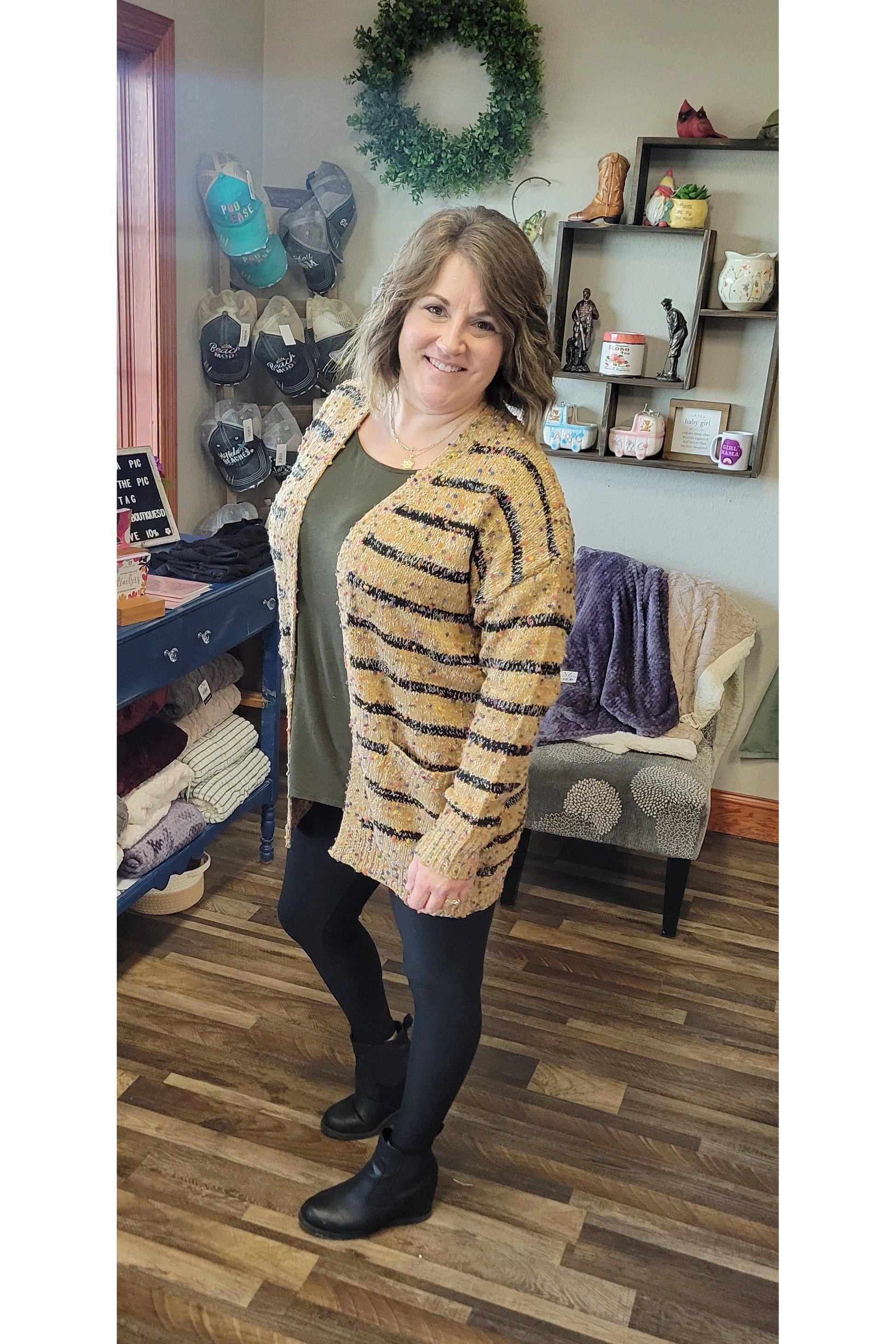 Stripe Dot Cardigan ONE SIZE-Layers-Blakeley-Revive Boutique