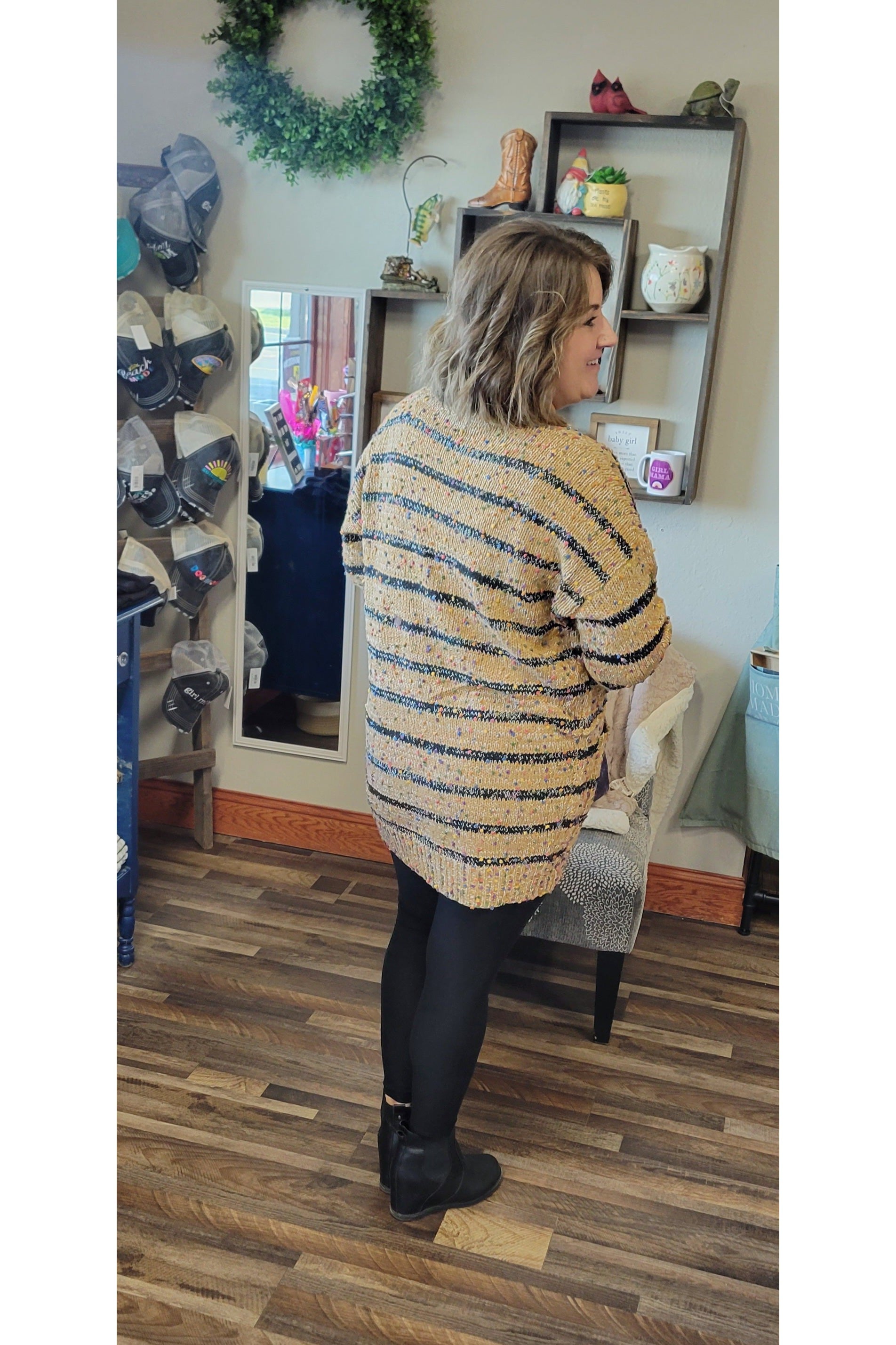 Stripe Dot Cardigan ONE SIZE-Layers-Blakeley-Revive Boutique