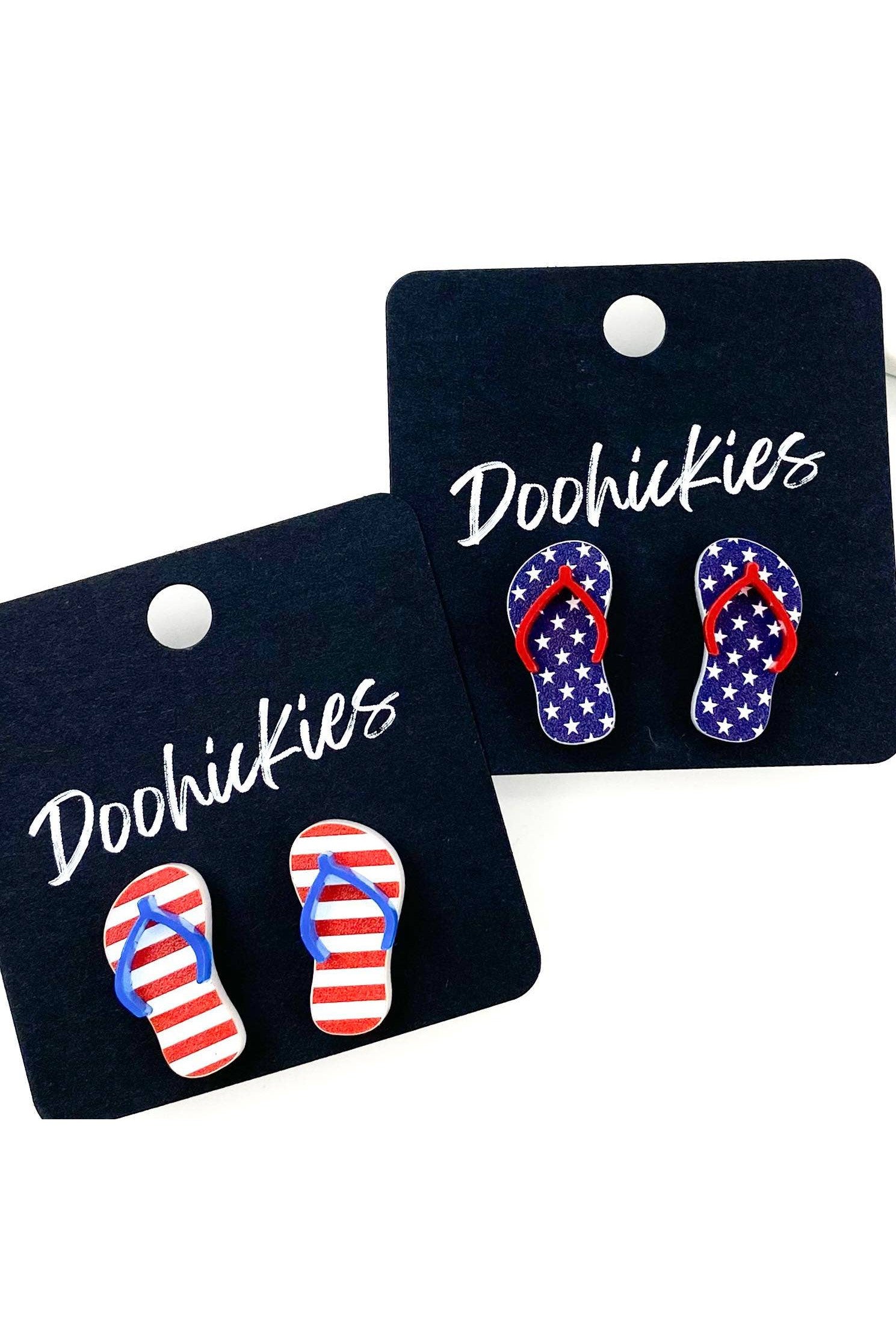 Stripes & Blue American Flip Flop Studs 20mm-Jewelry-Doohickies-Revive Boutique