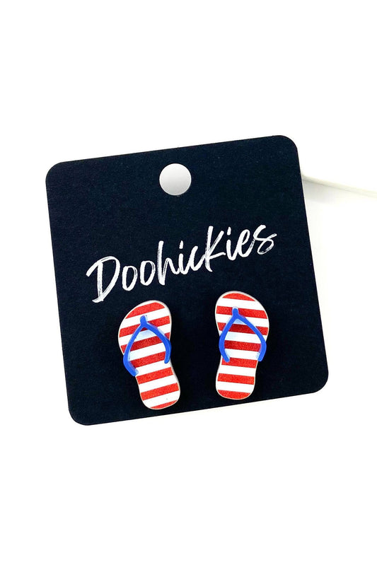 Stripes & Blue American Flip Flop Studs 20mm-Jewelry-Doohickies-Revive Boutique