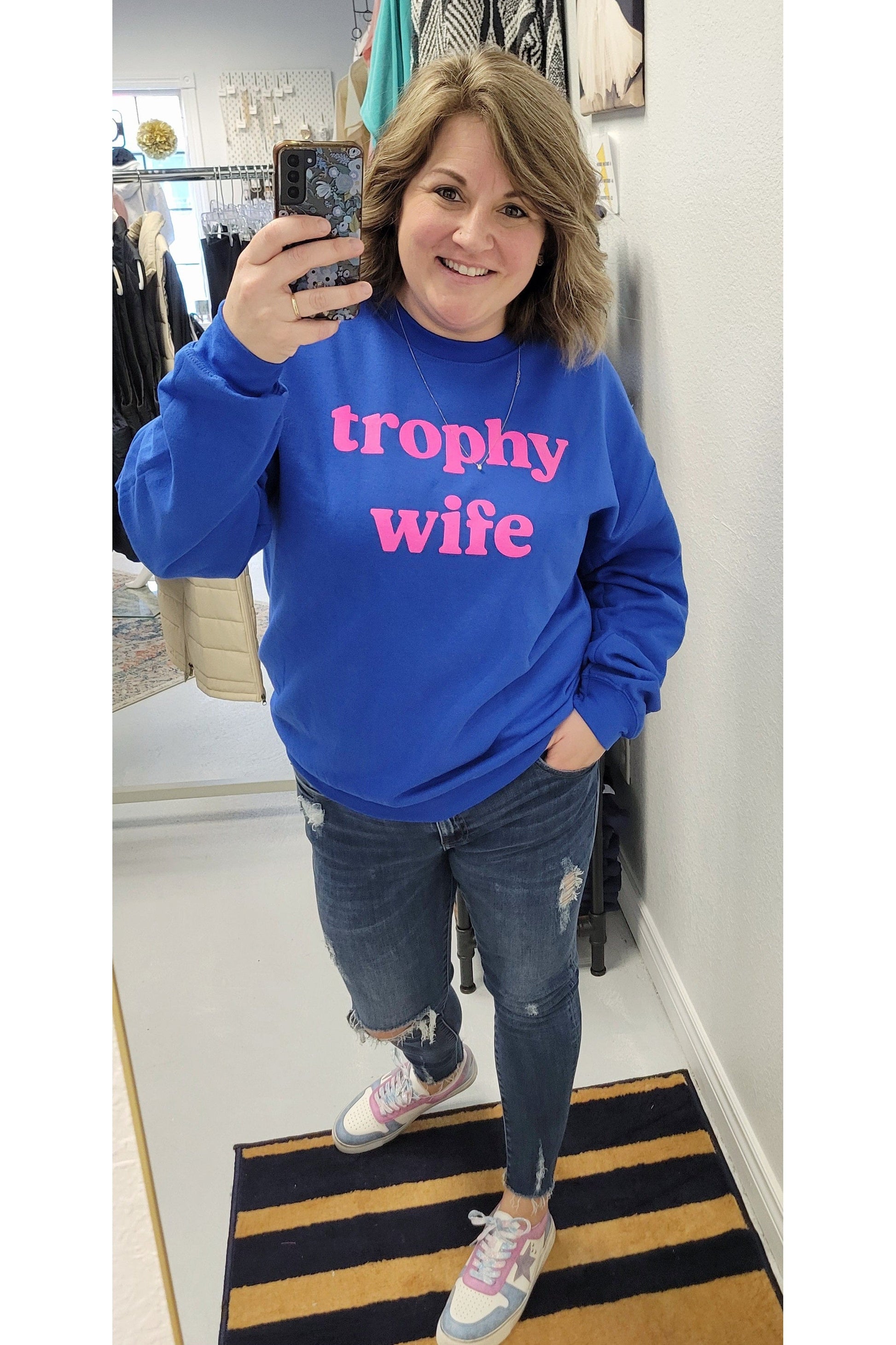 Trophy Wife Crewneck Sweatshirt-Sweatshirt-Mugsby-Small-Revive Boutique
