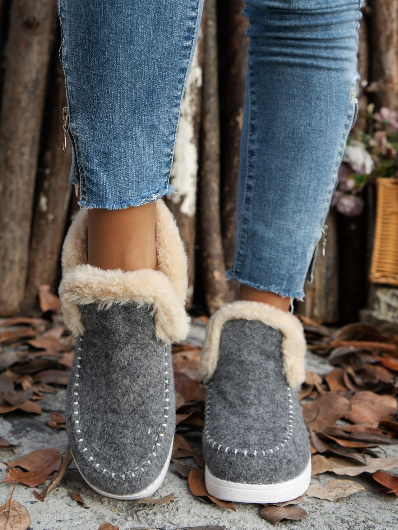 Furry Slip On Boots