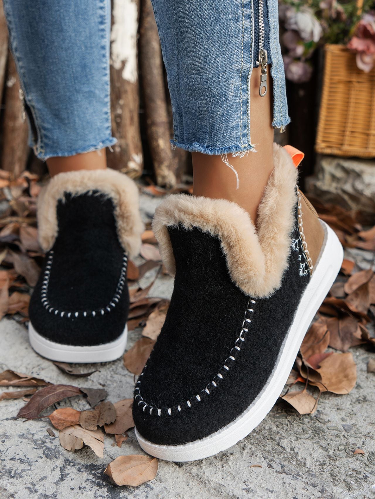 Furry Slip On Boots