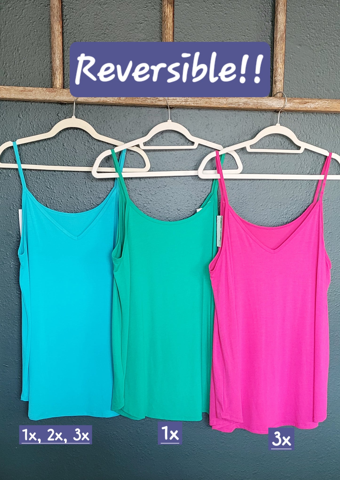 Reversible Cotton Spaghetti Strap Tank PLUS ONLY