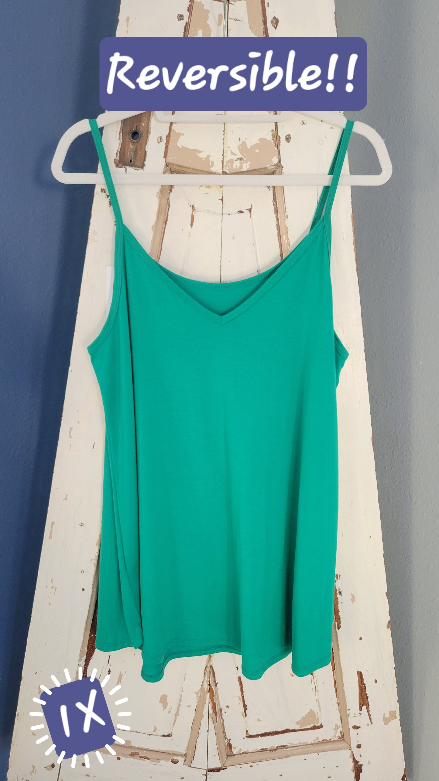 Reversible Cotton Spaghetti Strap Tank PLUS ONLY