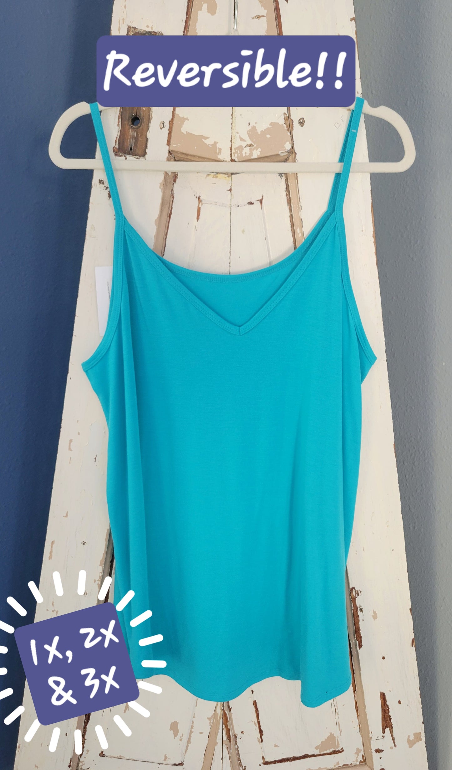 Reversible Cotton Spaghetti Strap Tank PLUS ONLY