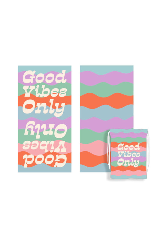 Good Vibes Repeat Pattern Quick Dry Beach Towels